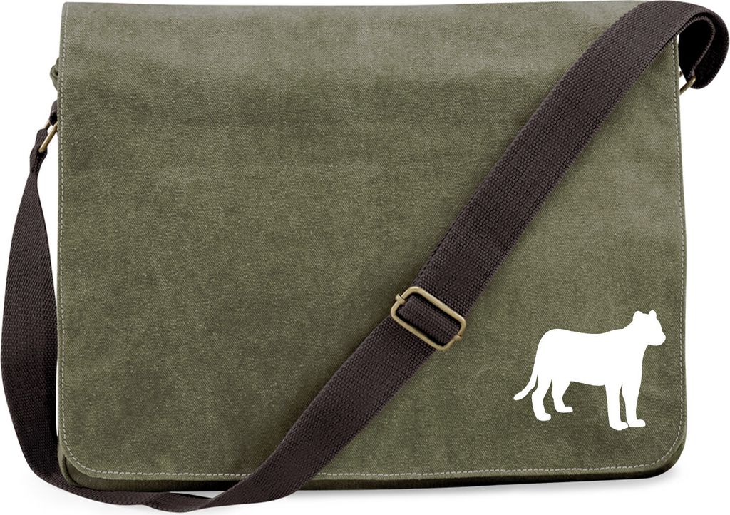 Huuraa Umhängetasche Panther Silhouette 14 Liter Military Green Canvas Laptoptasche Geschenkidee