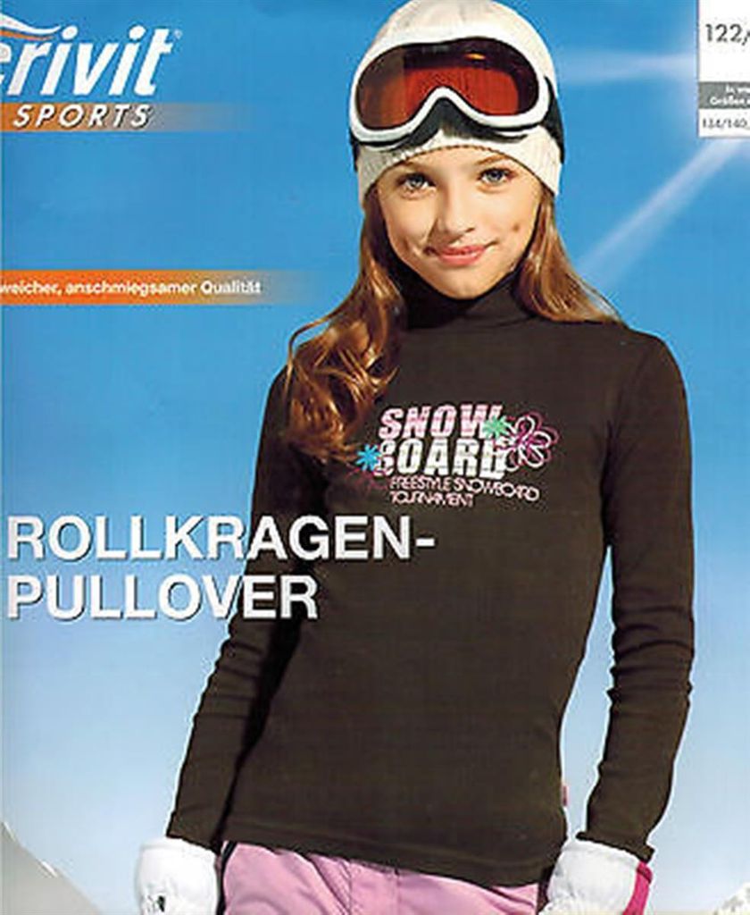 Rollkragen Pullover Baumwolle Crivit Sports - Braun, 122/128 (Farbe: Braun, Größe: 122/128)