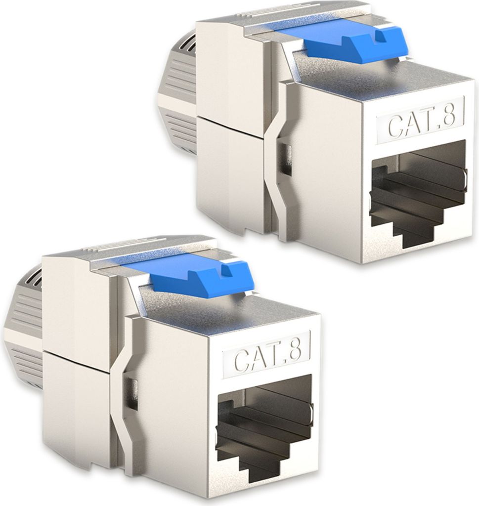 2x CAT8 Keystone Jack RJ45 Modul Buchse 2000 MHz 40Gbit geschirmt werkzeuglos