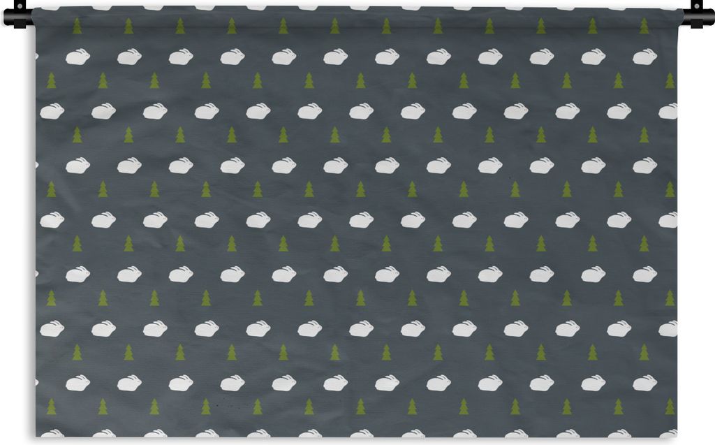 MuchoWow Wandteppich Wandbehang Bäume - Kaninchen - Muster 120x80 cm Tapisserie Dekoration Wandtuch - Wanddekorationen - Wandtücher