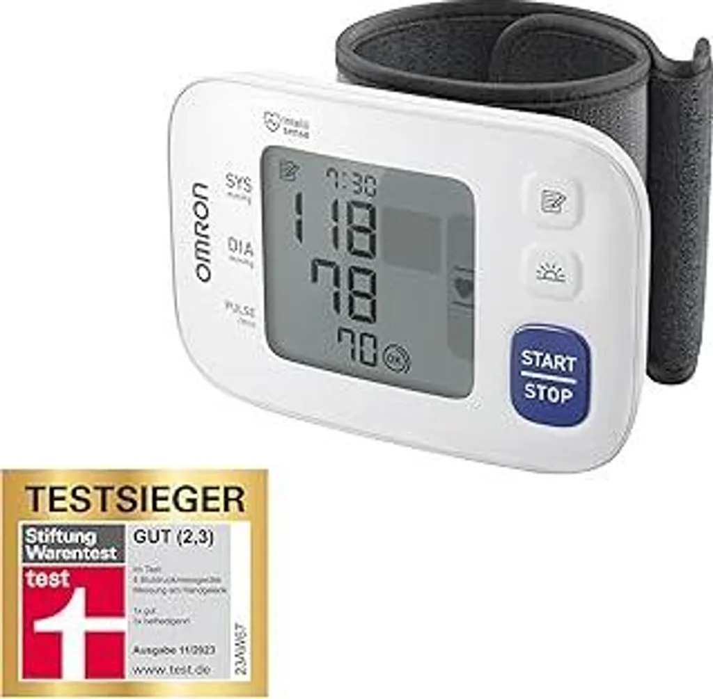 Misuratore di pressione automatico da polso OMRON RS4, Stiftung Warentest 11/2023, clinicamente validato, con memoria, sensore di posizionamento per misurazioni accurate, controllo della posizione del bracciale