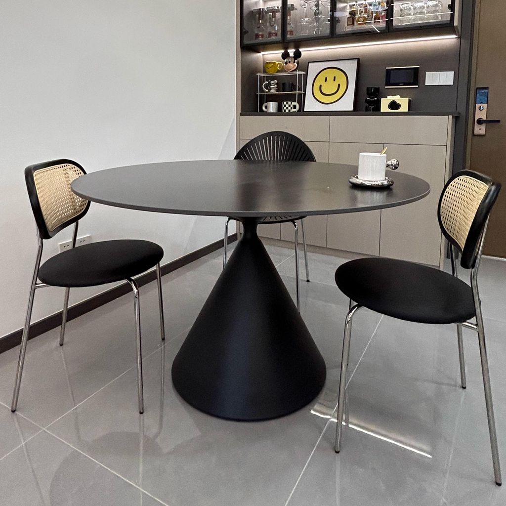 A dining set in a modern room.