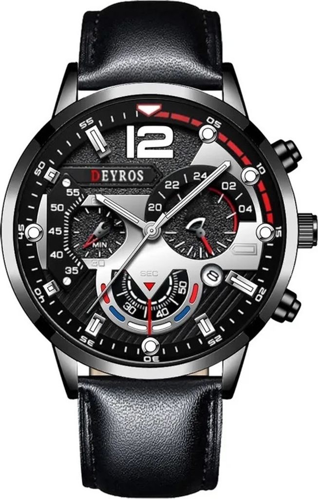 Deyros Classic Herrenuhr Schwarz/Silber – Stilvoll & Modern KP25956