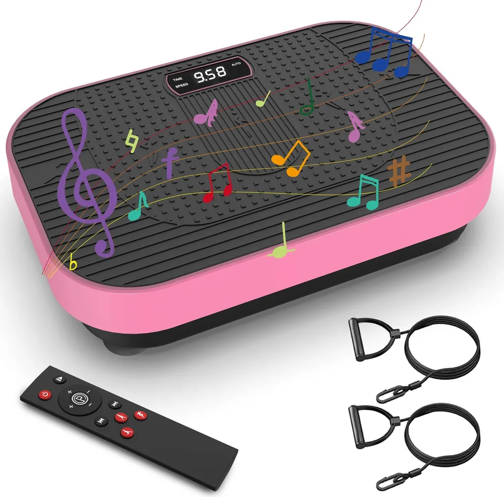 Plateforme Vibrante Fitness Rose avec LED pour Drainage Lymphatique et Cardio