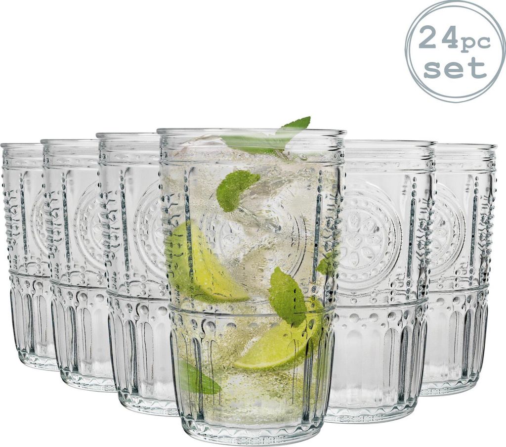 Bormioli Rocco Romantische Zerfurchter Highball Cocktailgläser Set - 475ml - Packung mit 24