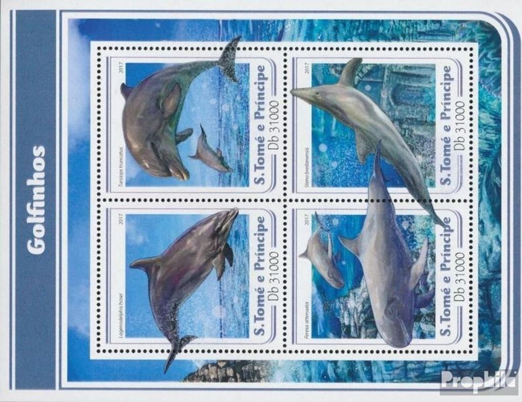 Briefmarken Sao Tome e Principe 2017 Mi 7083-7086 Kleinbogen (kompl. Ausgabe) postfrisch Delfine