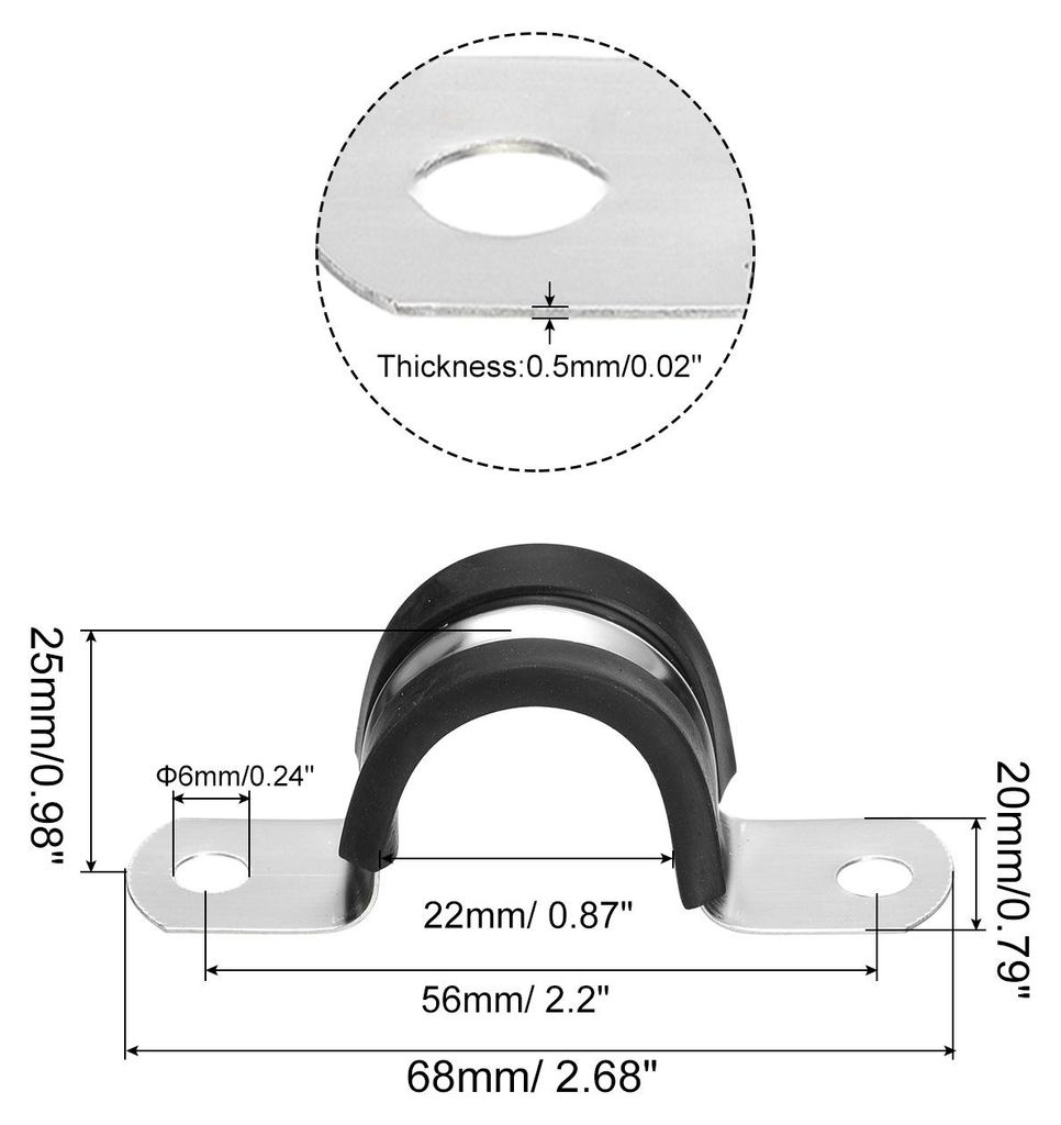 12 Stš¹ck U-Rohrschellen Set, Rohrschelle 22mm, Schlauchschellen, Gummi Gefš¹ttert 2-Loch U-Form Kabelschellen, Starrer Rohr Riemen Klemme, Roh...