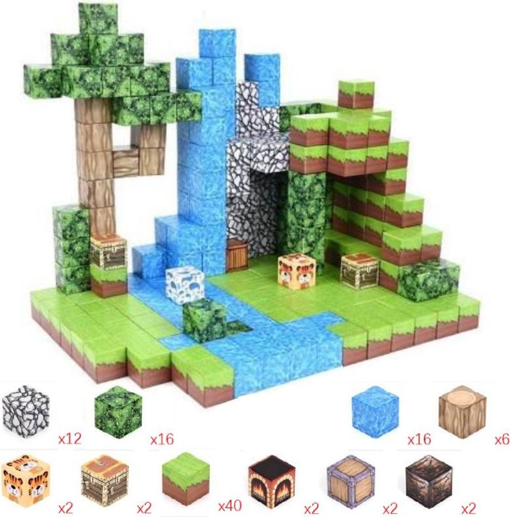 Minecraft magnetické kocky 100 kusov - 8 magnetov - model Obrázok produktu 