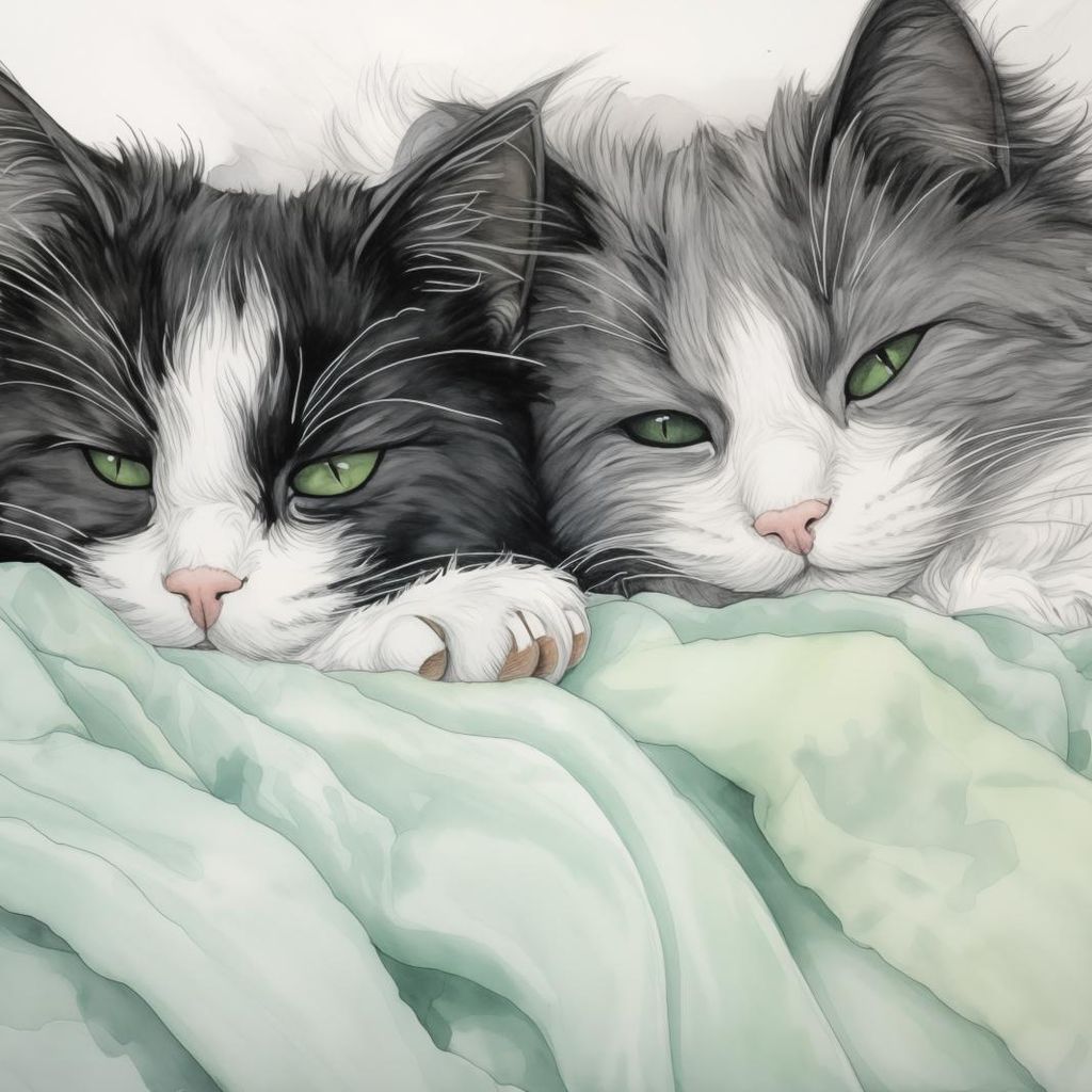 Poster 70x70cm Zwei Entspannte Katzen