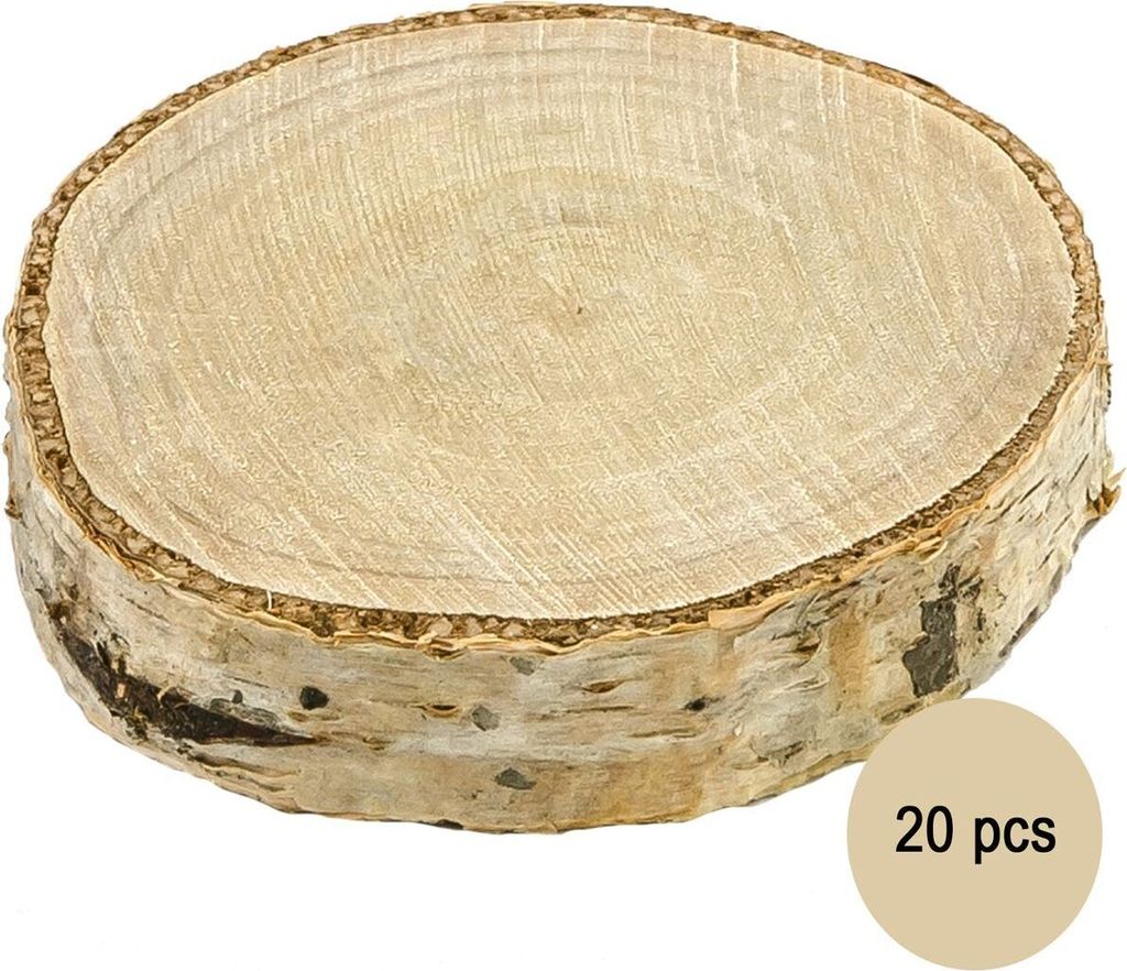 Tischkarten aus Holz, Durchmesser 4,5-6,5 cm (1 Packung / 20 Stück)