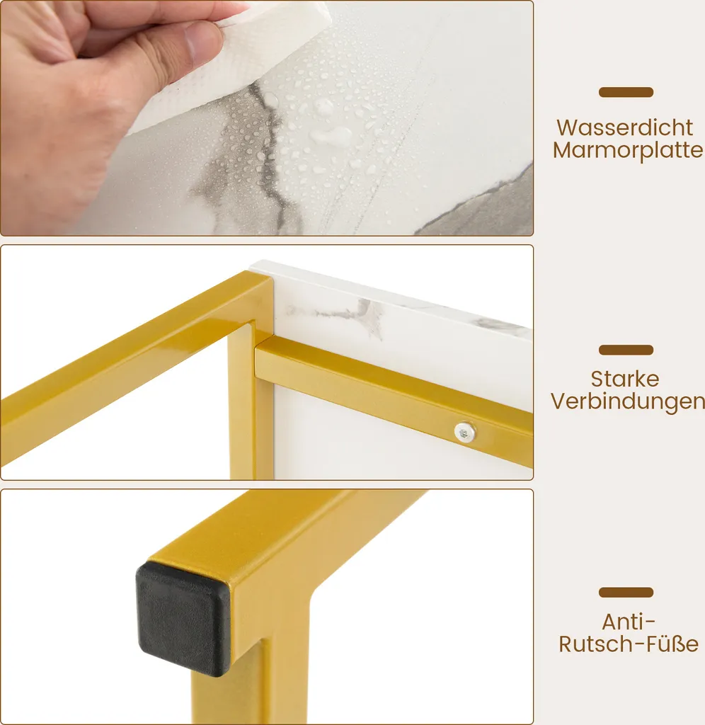 COSTWAY Consolle Marmo e Oro 120cm - Tavolo Ingresso Moderno Design - 6