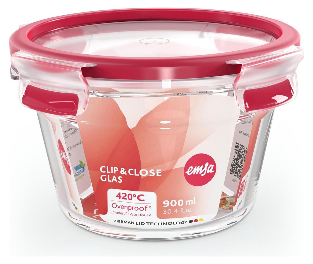 EMSA Boîte de conservation Clip & Close verre rond 0,9l Image du produit 