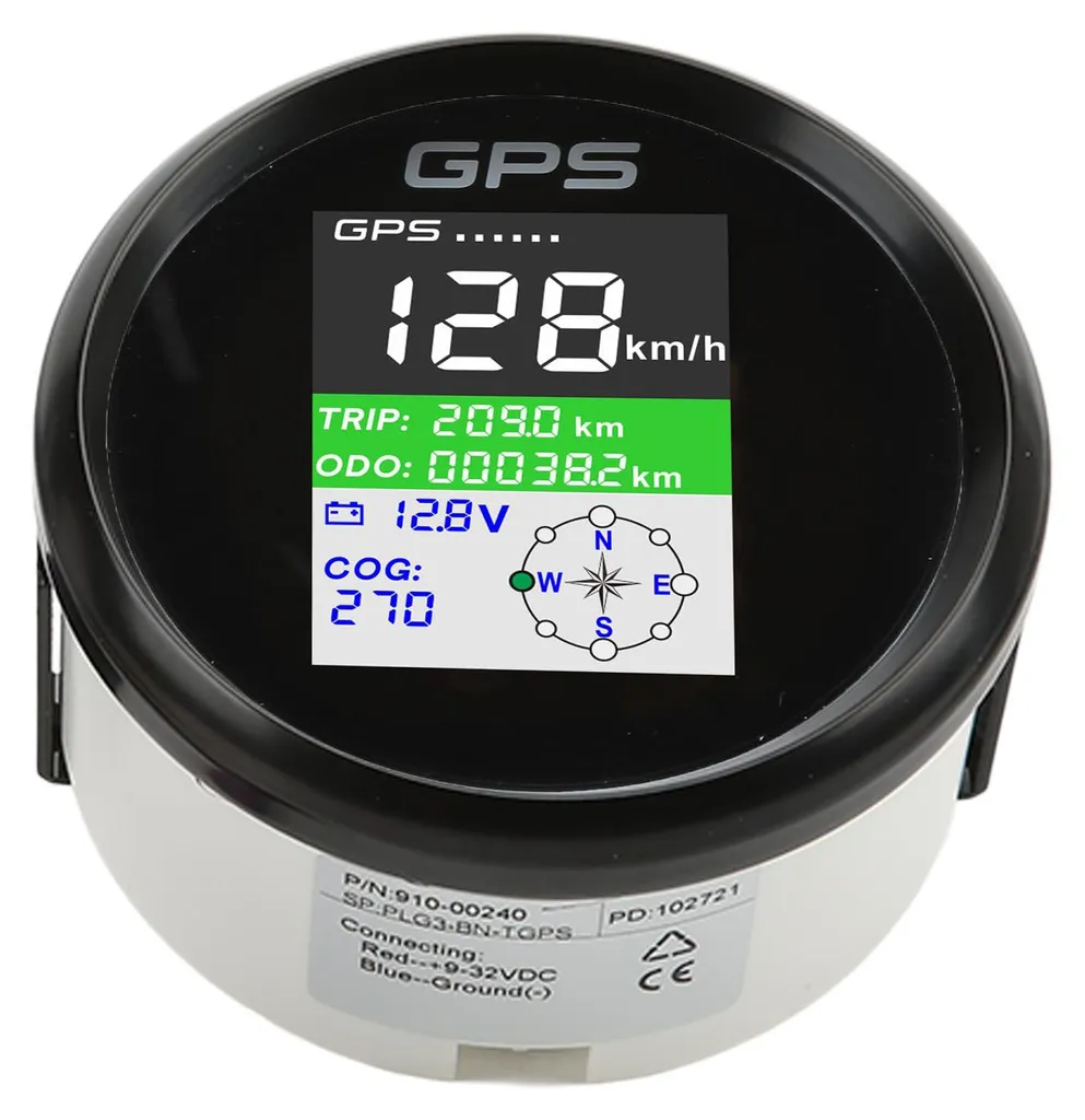Compteur GPS Étanche IP67 avec Affichage Multi-Unités Nœuds et KM/H