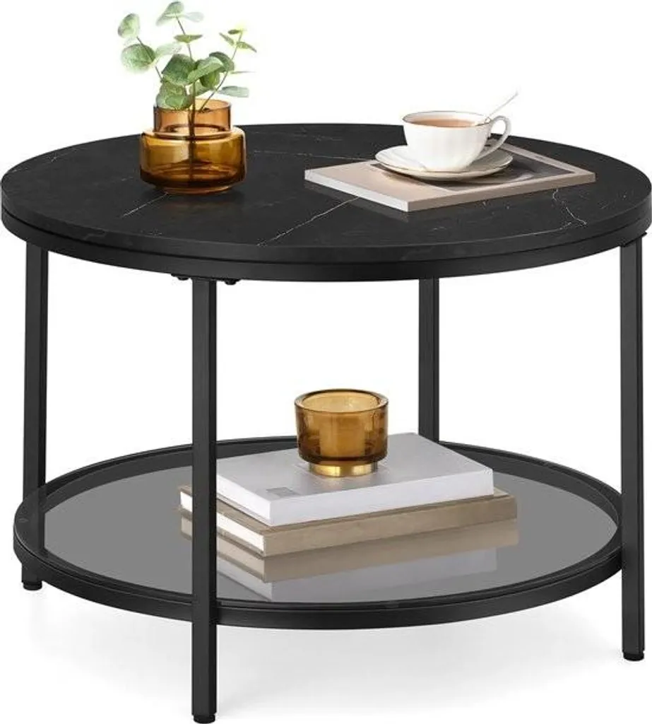 Table stable aspect marbre noir avec plateau verre sécurit anti-chocs