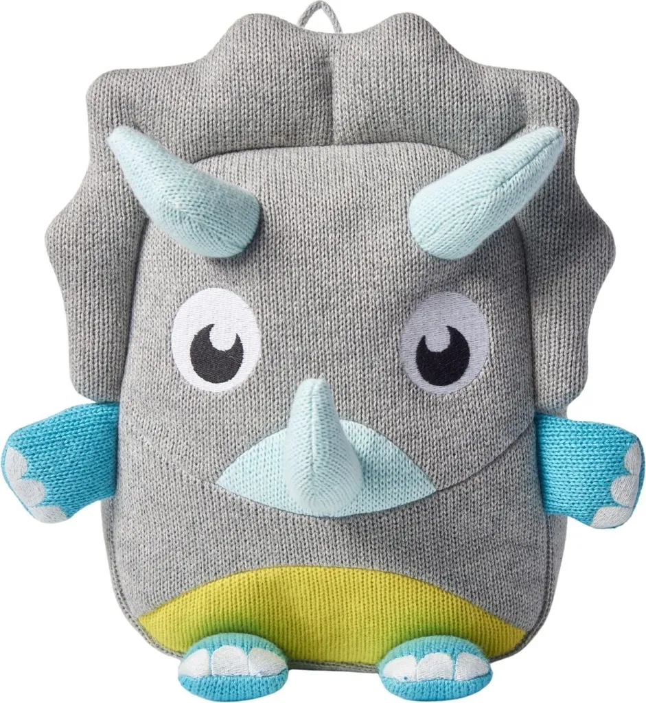 Sac à dos dinosaure pour enfant en peluche de coton tricoté vert