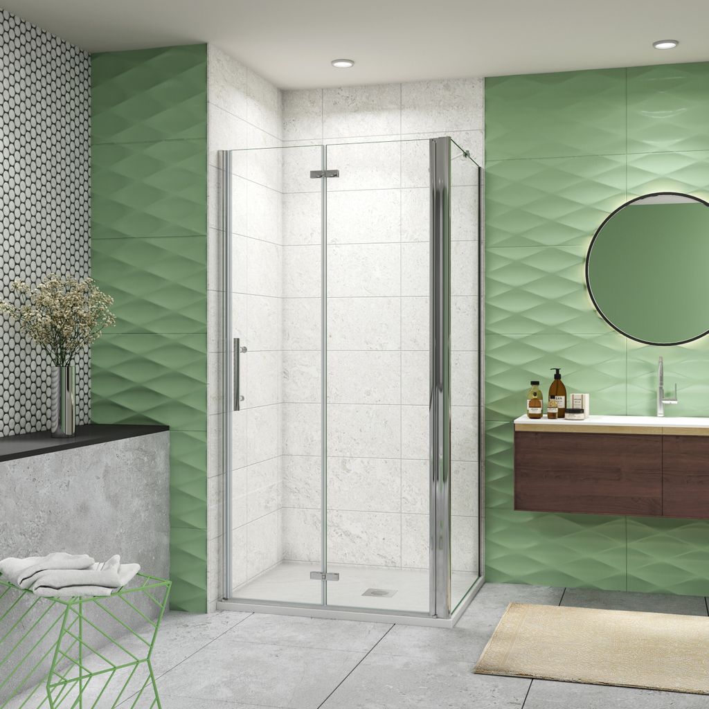 100x80x195cm Drehtür & Falttür(L-Form) Schwingtür Eckeinstieg Seitenwand Dusche Duschabtrennung