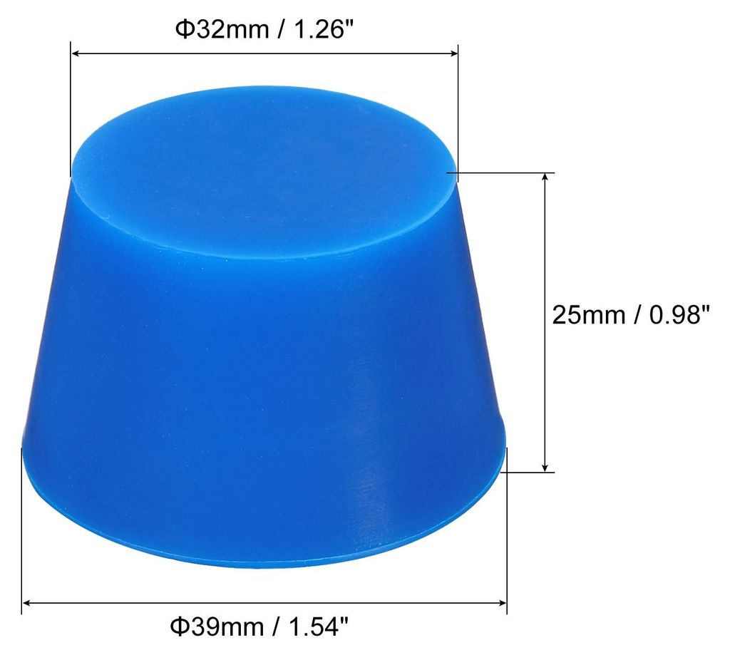 Gummistopfen Konisch aus Silikonkautschuk fš¹r Elektronik Verwendet, Automobile, Labore Blau 32 mm bis 39 mm