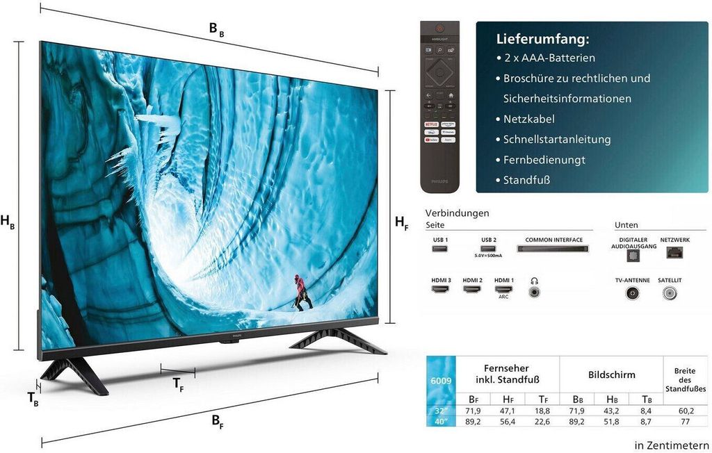 Philips 40PFS6009 LED TV 40 Zoll Full HD HDR 10 Produktbild 7
