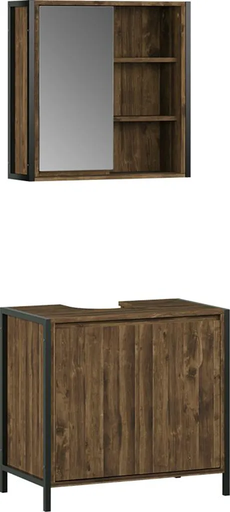Ensemble mobilier de salle de bain chêne et noir Vicco Naola 2 éléments