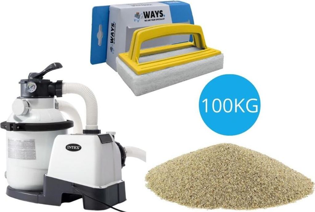 Intex - Sandfilterpumpe 5700 L/u & Filtersand 100 kg & WAYS Scheuerbürste