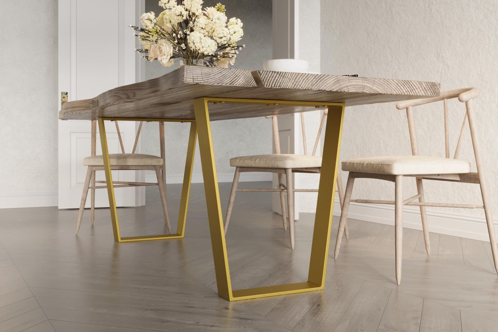 2er Set Tischbeine Tischgestell Tischkufen Tischfüße | 50x72cm Gold Flachstahl 80x10mm | für Esstisch Schreibtisch Stahl Industrial Metall