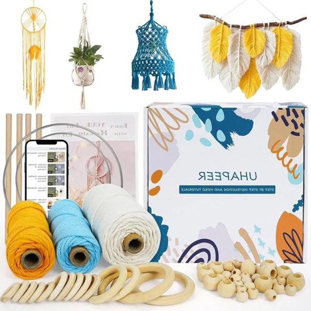 Lot de 64 fils de macramé en coton naturel pour loisirs créatifs DIY