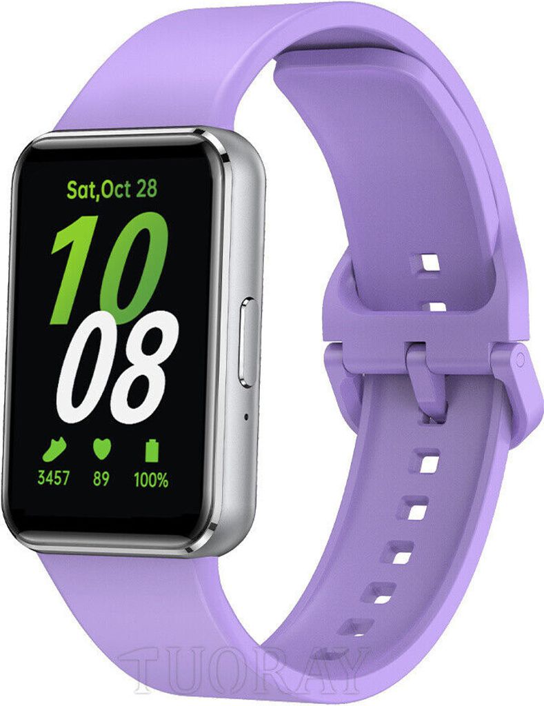Strap-it Smartwatch Silikonarmband mit Schnalle – passend für Samsung Galaxy Fit 3 (Lila)
