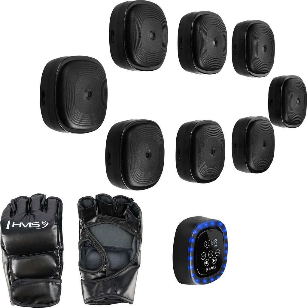 Modulare Boxwand mit Bluetooth und MMA-Handschuhen