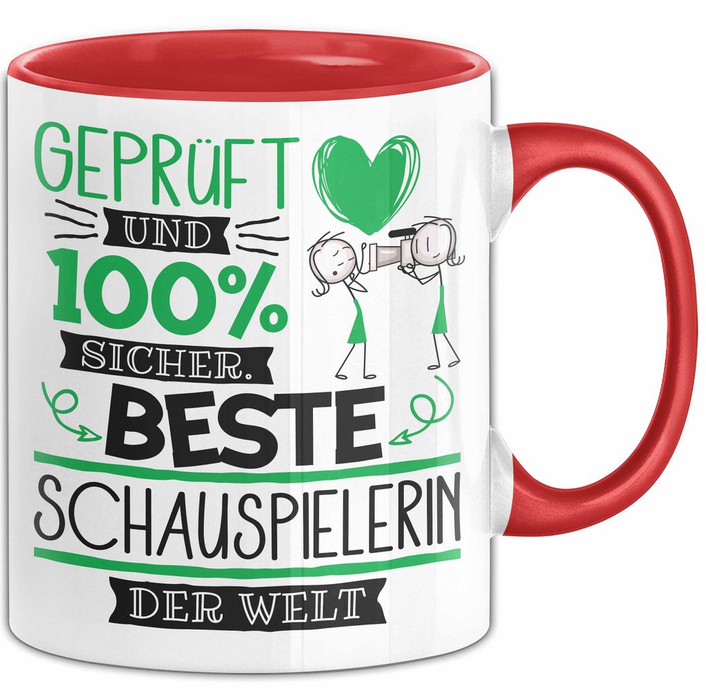 Beste Schauspielerin Der Welt Tasse Geschenk für Eine Schauspielerin Und Sicher Geschenkidee Geburtstag Weihnachten (Rot)