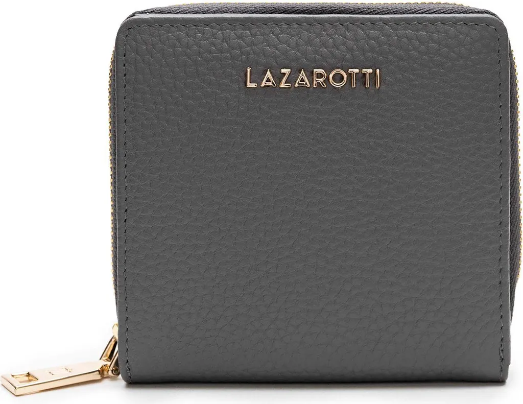 Lazarotti Bologna Portafoglio in Vera Pelle Grigio con 6 Slot Carte