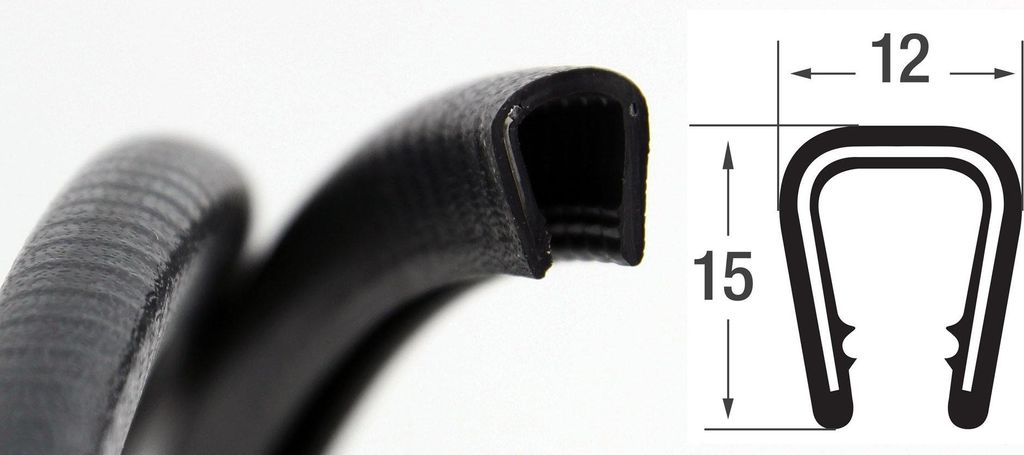 KS6-8S Kantenschutzprofil schwarz Klemmbereich 6-8 mm Maße 12x15 mm KS6-8S