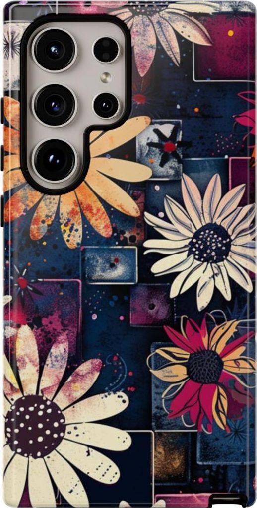 Abstraktes florales Geometriemuster – Hülle Kompatibel mit Samsung Galaxy S24 Ultra