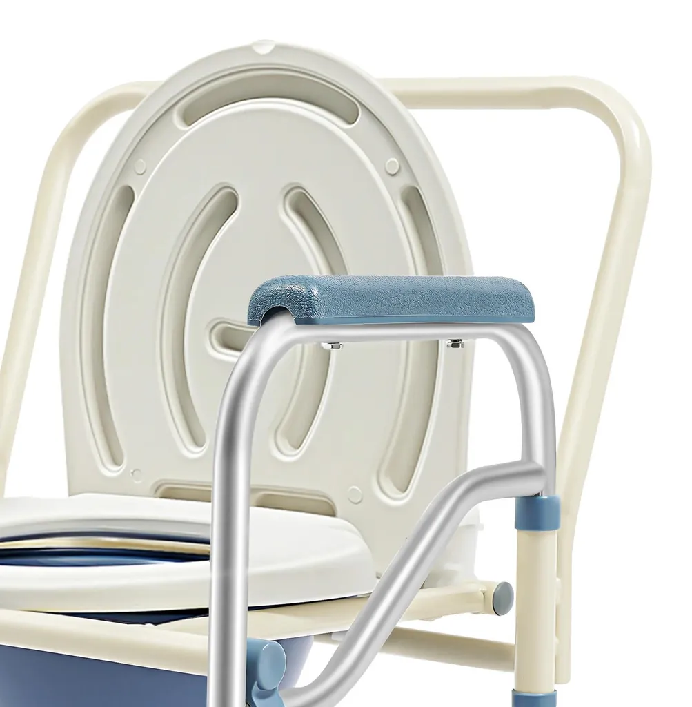 Chaise-pot pliable anti-chute blanche pour personne à mobilité réduite