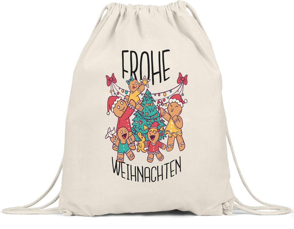 Frohe Weihnachten Turnbeutel Gymsack Weihnachten Familienzeit Weihnachtsbaum Geschenke Geschenkidee Happy Family