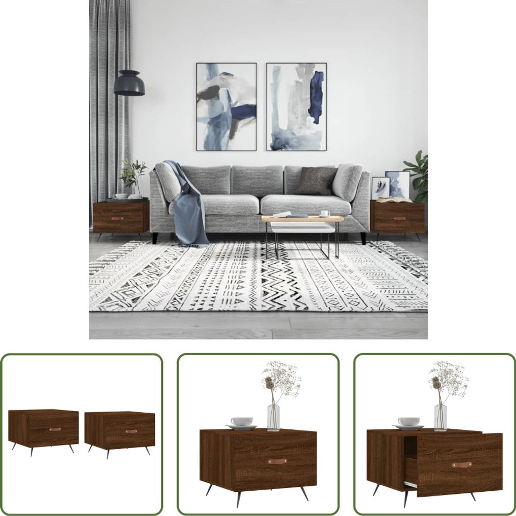 The Living Store Couchtische 2 Stk. Braun Eichen-Optik 50x50x40 cm Holzwerkstoff