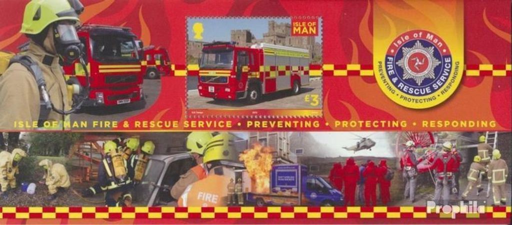 Briefmarken GB - Isle of Man 2013 Mi Block87 (kompl.Ausg.) postfrisch Feuerwehr und Rettungsdienst