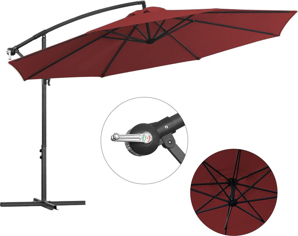 Faziango Sonnenschirm 3.5m Rot – Großer Terrassenschirm für Gartenfeste & Grillabende