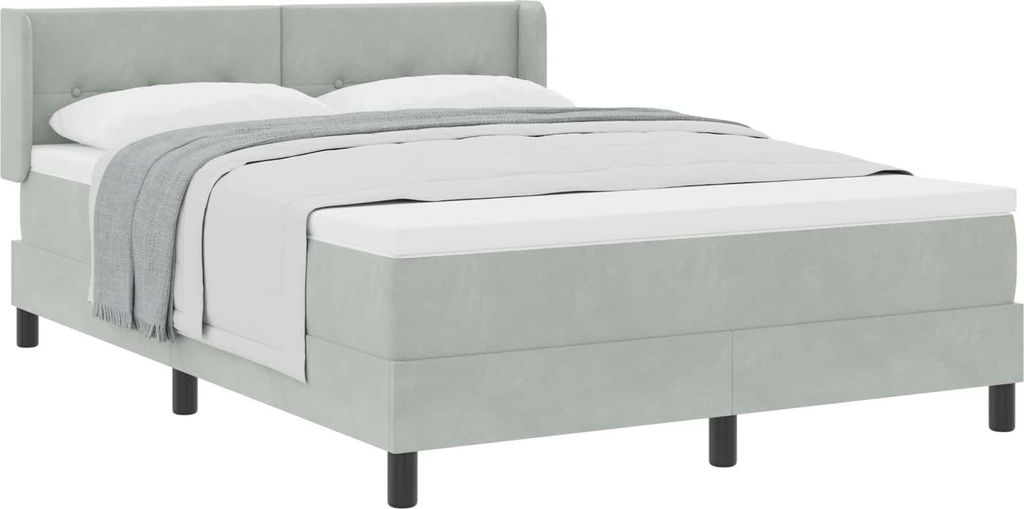vidaXL Boxspringbett mit Kopfteil Hellgrau 200 x 160 cm Samt