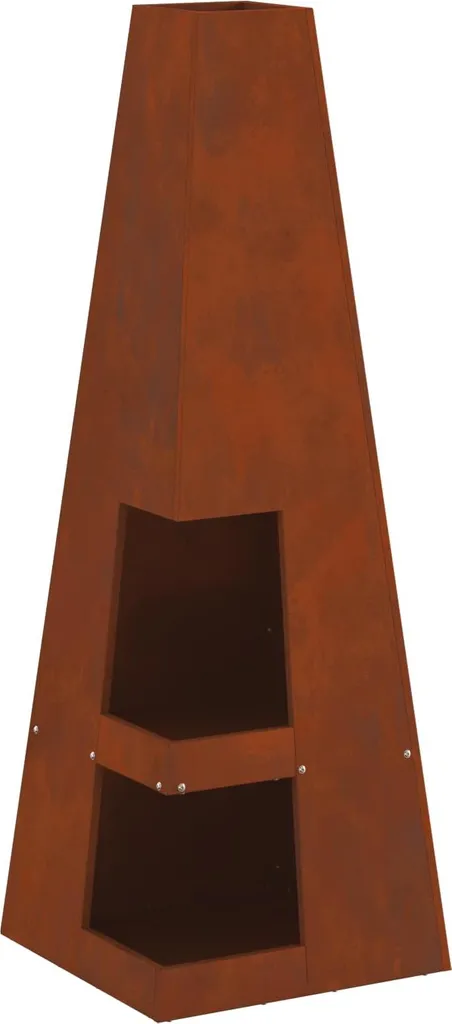 Braciere a Colonna 35x35x100 cm Acciaio CorTen Marrone Esterno