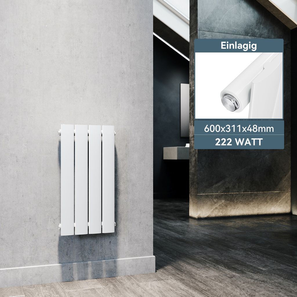 SONNI 600×311 mm Bianco Radiatore a pannello monostrato Immagine del prodotto 