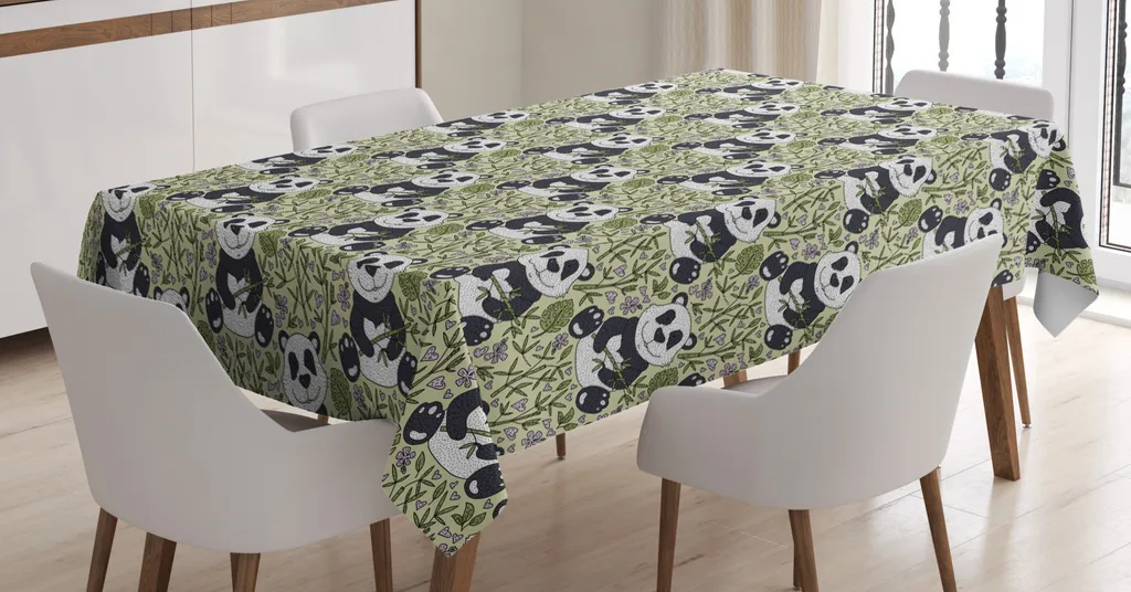 Tovaglia Design Panda ABAKUHAUS - 140x170cm Khaki e Blu Ardesia