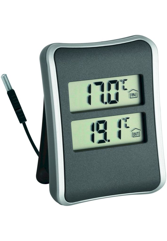 Innen-/Außenthermometer Offiziell kalibriert - Innen-/Außenthermometer,  kalibrierter Messstrahl. indoor/outdoor 0-+50/-50-+70 °C Mit  Temperaturalarm und Min/Max-Wertüberwachung. Gleichzeitige Anzeige der