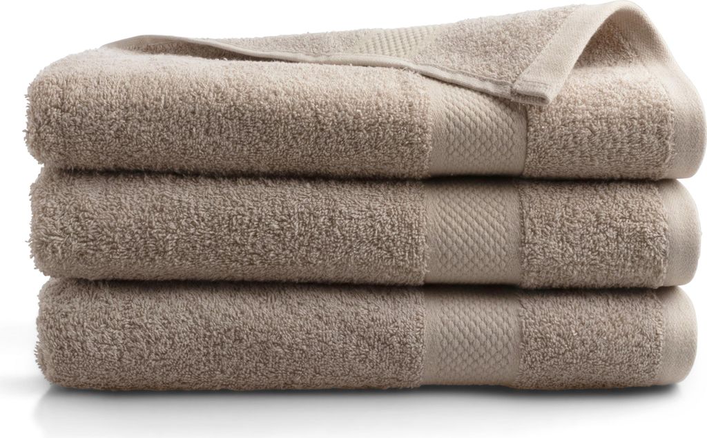 DoubleDry Premium Handtücher Set - 3 Stück 70 X 140 cm Baumwolle - 500 g/m² - Weich & Saugstark - Badetuch badehandtücher Große Handtuch (Taupe)