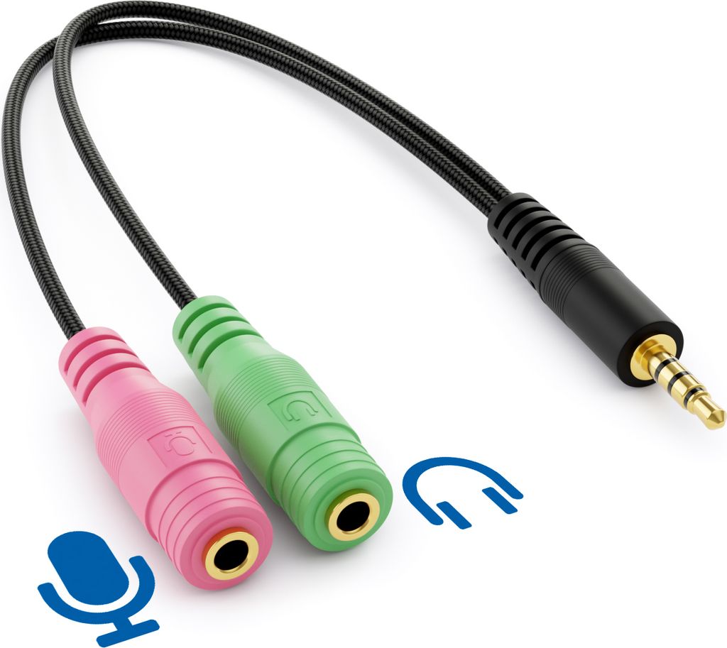 deleyCON Kopfhörer Headset Splitter Audio Klinken Y Adapter Produktbild 3