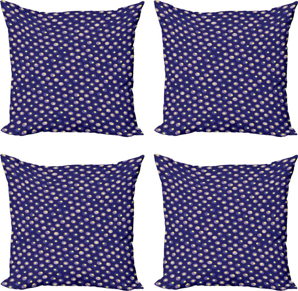 ABAKUHAUS Retro Kissenbezug Set (4 Stück), Kontrast Moire Kreise, Moderner Doppelseitiger Digitaldruck, 40 cm x 40 cm, Lila Grau Indigo