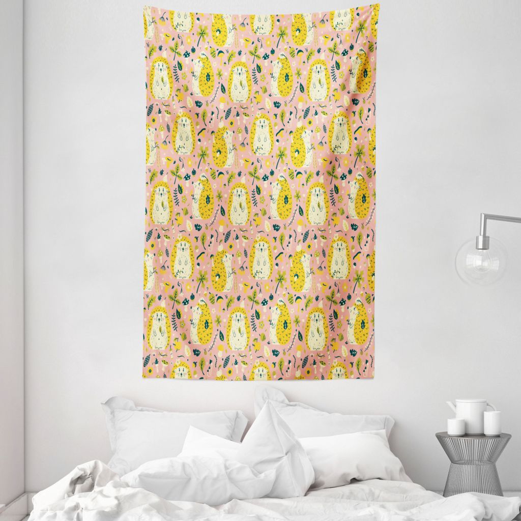 ABAKUHAUS Igel Wandteppich und Tagesdecke, Kleines Waldtier aus Weiches Mikrofaser Stoff Waschbar ohne Verblassen Digitaldruck, 140 x 230 cm, Mehrf...