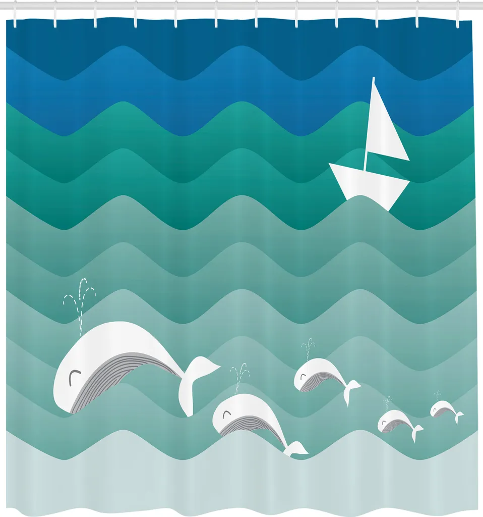 ABAKUHAUS Rideau de Douche Nautique en Tissu 175x240cm Motif Marin