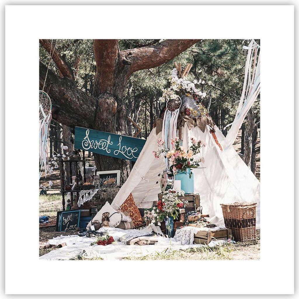 Poster - Poster ohne Rahmen - Jungvermählten Liebe Landschaft - 30x30 cm - Wand Bild - Wanddeko - Wandbilder - Kunstposter - Wandposter - Bilder -...
