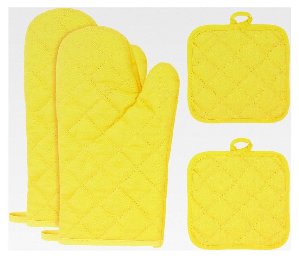 4 Stück Ofenhandschuhe und Topflappen-Sets für die Küche, Extra lange Ofenhandschuhe, weiche Baumwolle, hitzebeständig und rutschfest, heiße P...