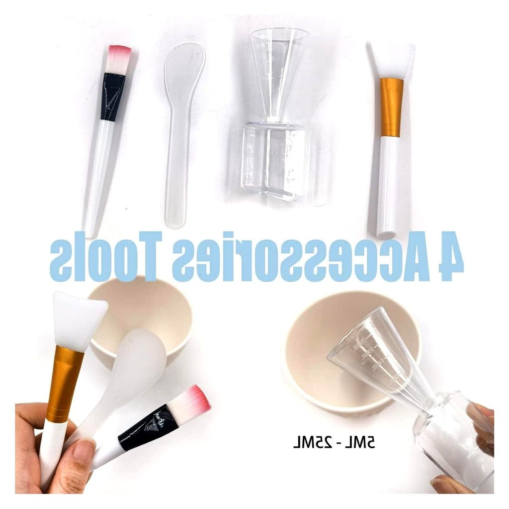 Silicone Face Mask Mixing Bowl Set, DIY Facemask Mixing Tool Kit with Silicone Mask Bowl, Facial Mask Brush, Bowl Stick Spatula, Face Mask Applicat...